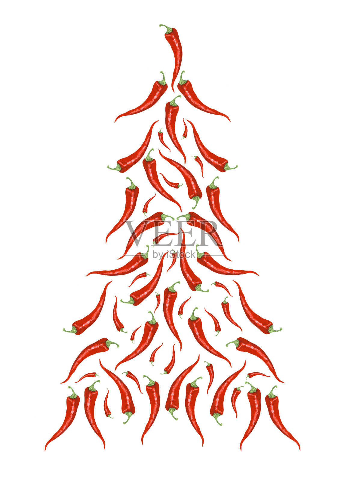辣椒做的素食圣诞树插画图片素材