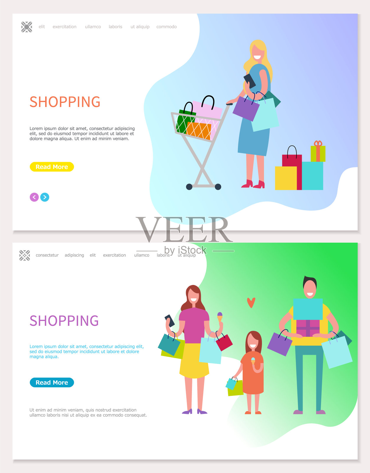 微笑的人假日购物矢量插画图片素材