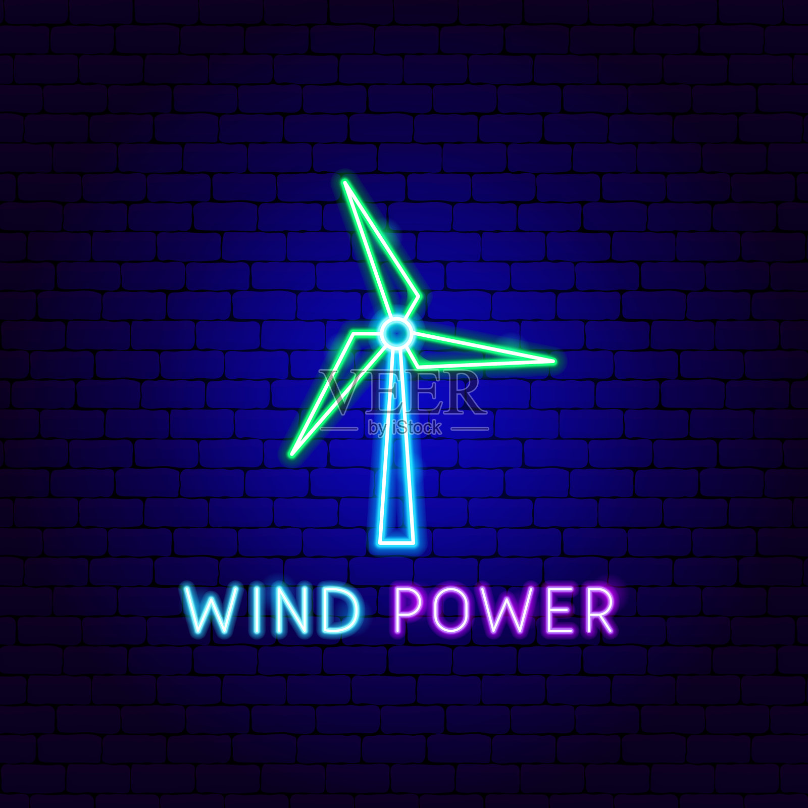 风力霓虹灯标签设计元素图片