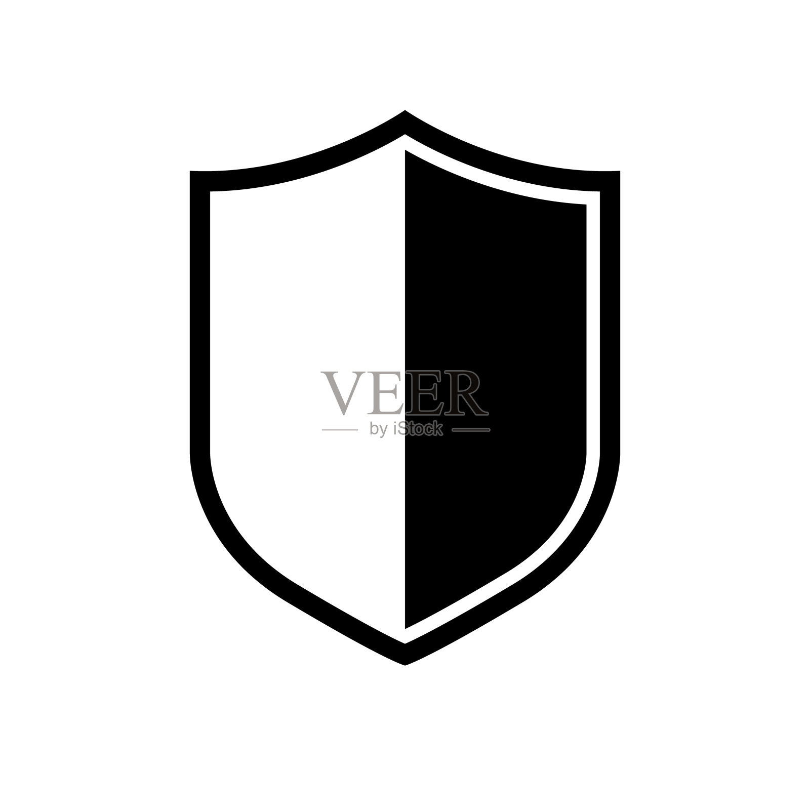 向量盾牌图标。纹章盾牌，黑色安全标签。插画图片素材