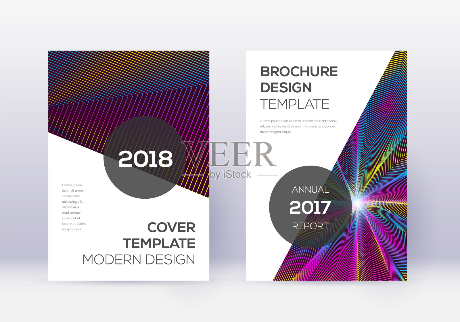 现代封面设计模板集。彩虹文摘设计模板素材