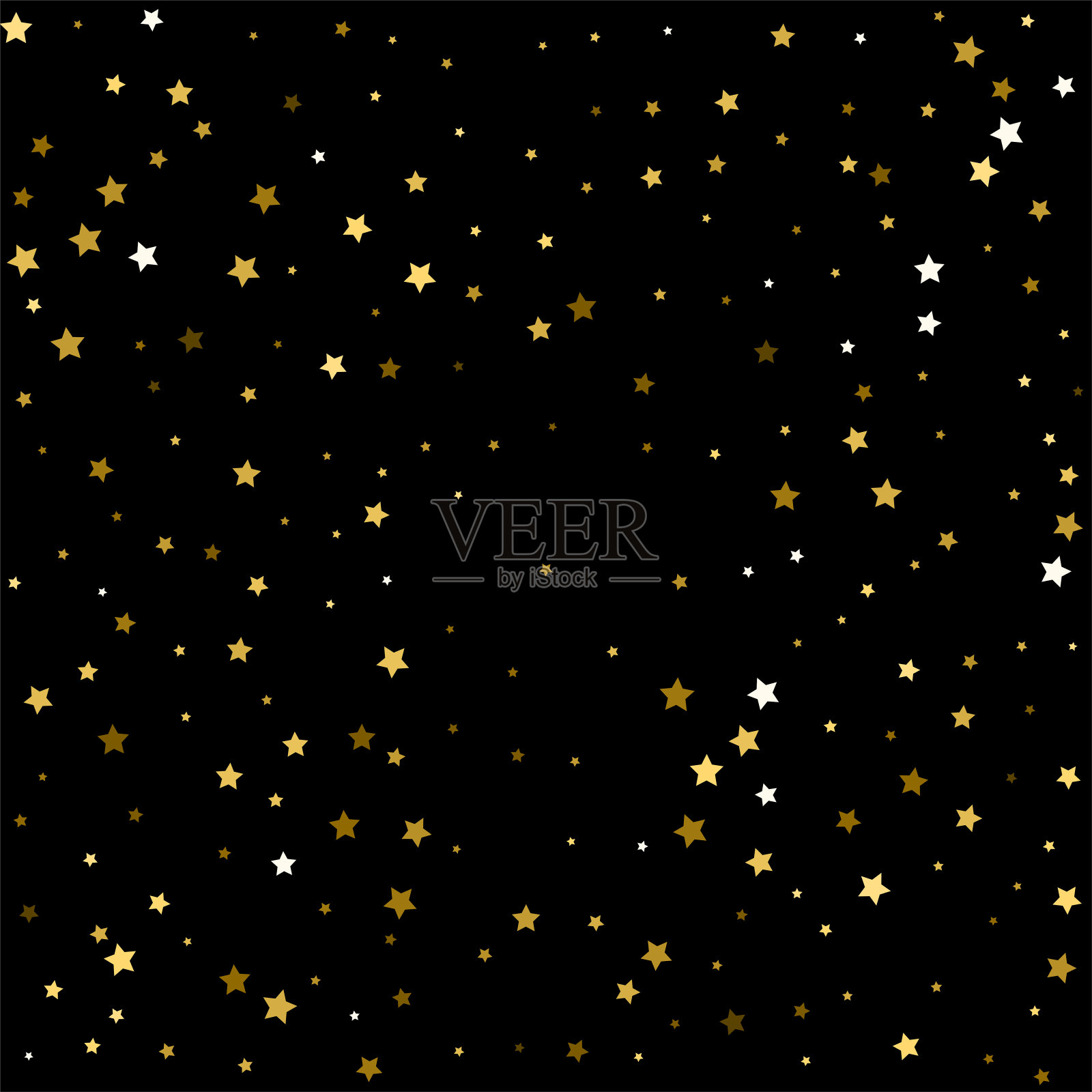 五彩纸屑庆祝。黑色背景上的金色五彩纸屑插画图片素材