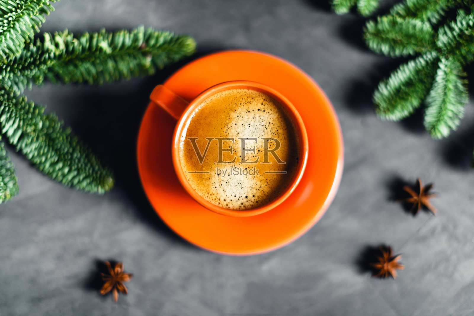 早晨喝咖啡成分。圣诞节的照片。照片摄影图片