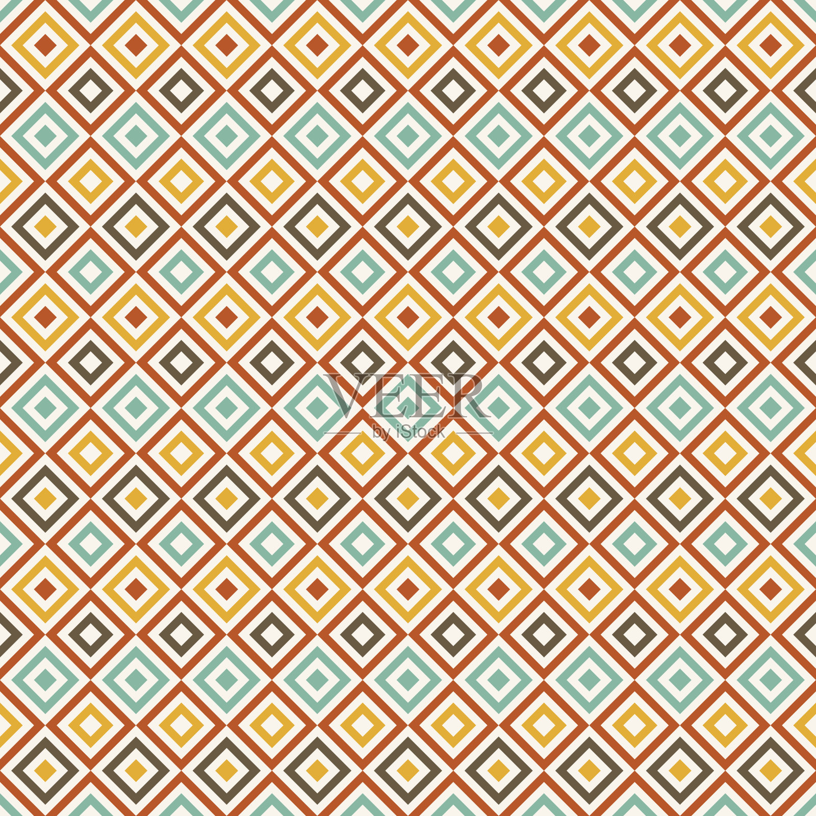 复古无缝图案，抽象几何矢量背景插画图片素材