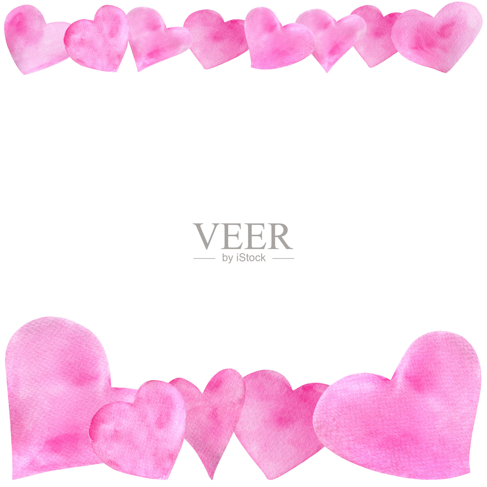 水彩的心。3、亲手画下爱情的边界线。情人节的设计元素。插画图片素材