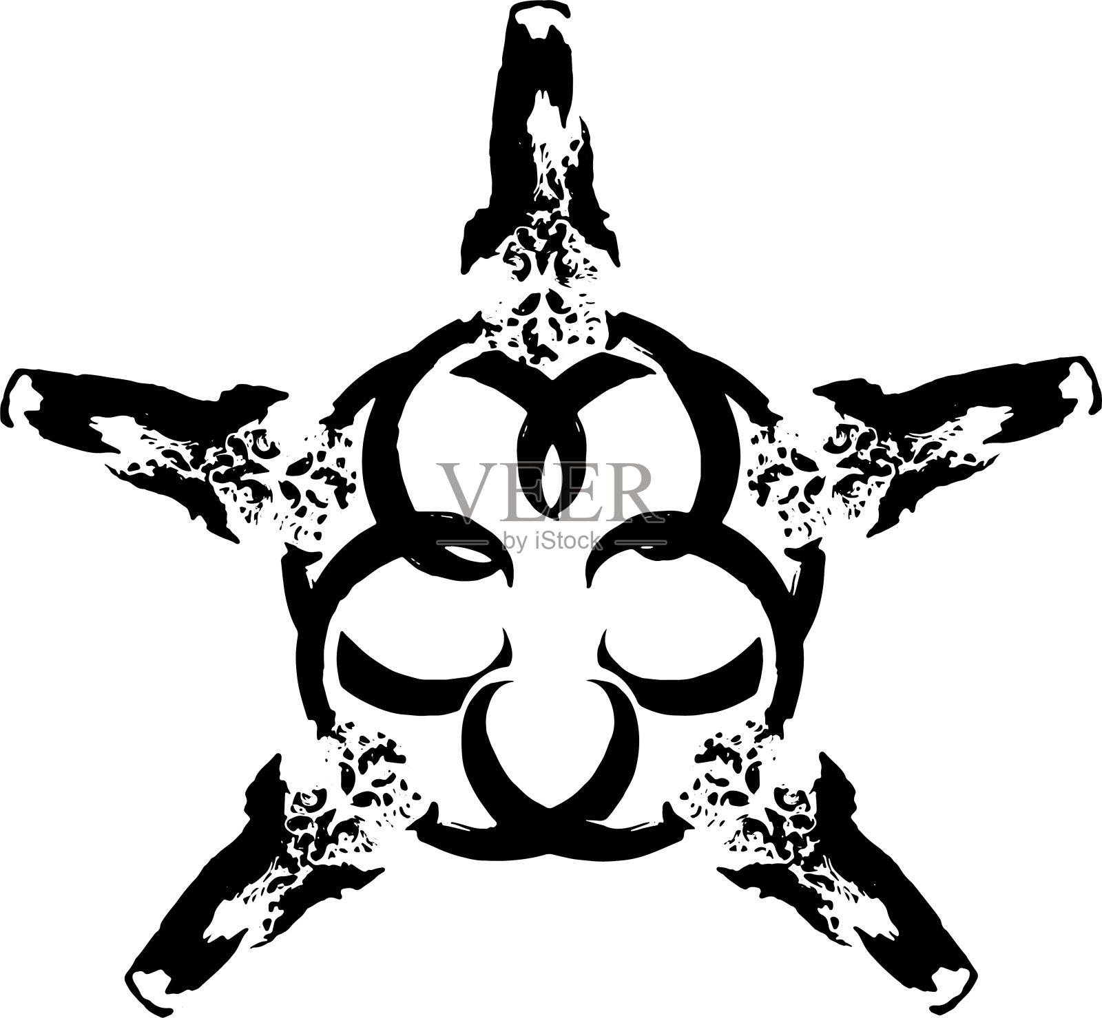 水牛头骨照片制成的五角星。插画图片素材