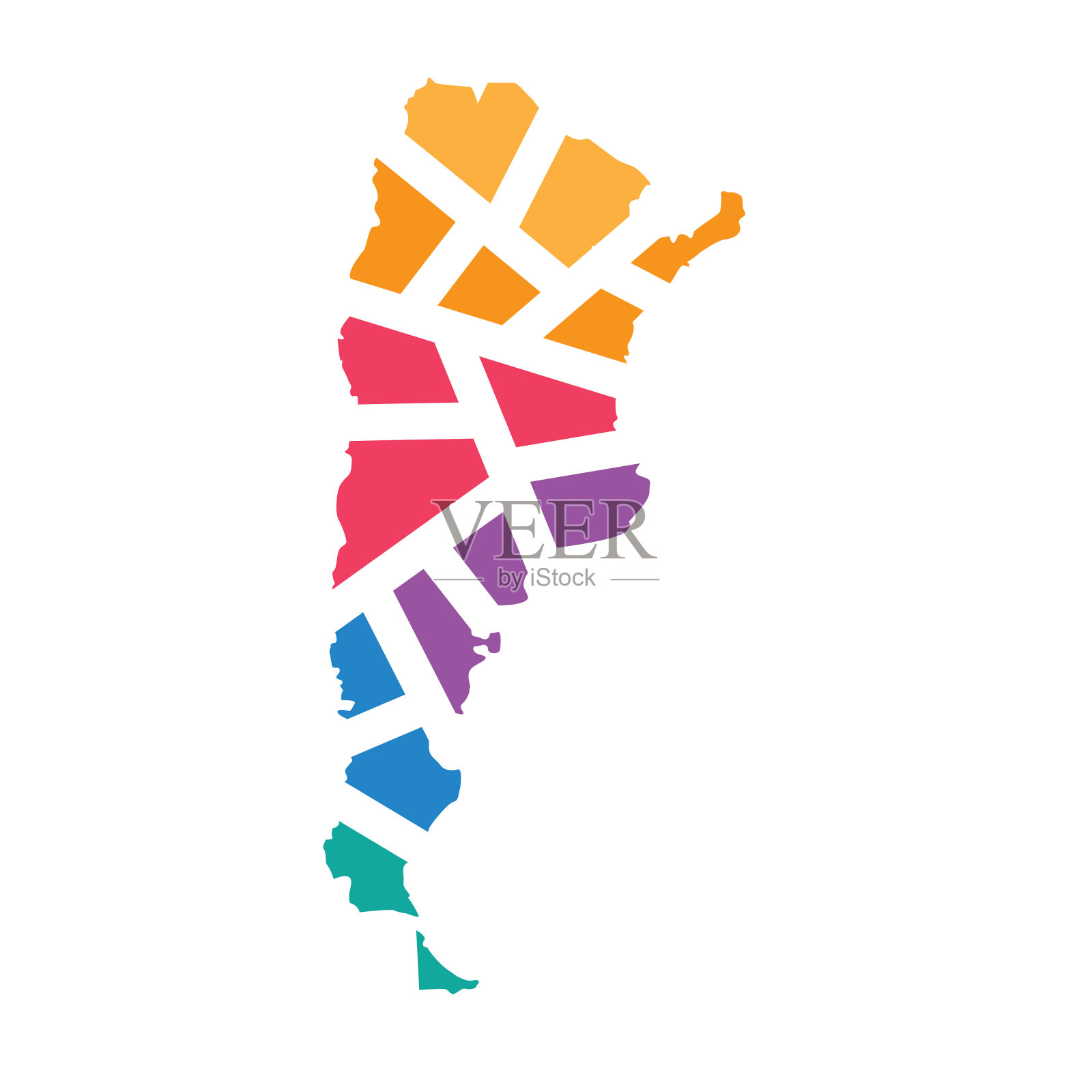 彩色阿根廷几何地图插画图片素材