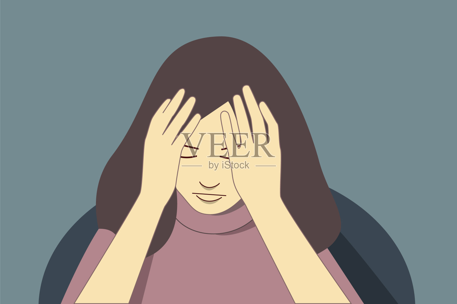 悲伤、悲伤等负面情绪的概念矢量插画。插画图片素材