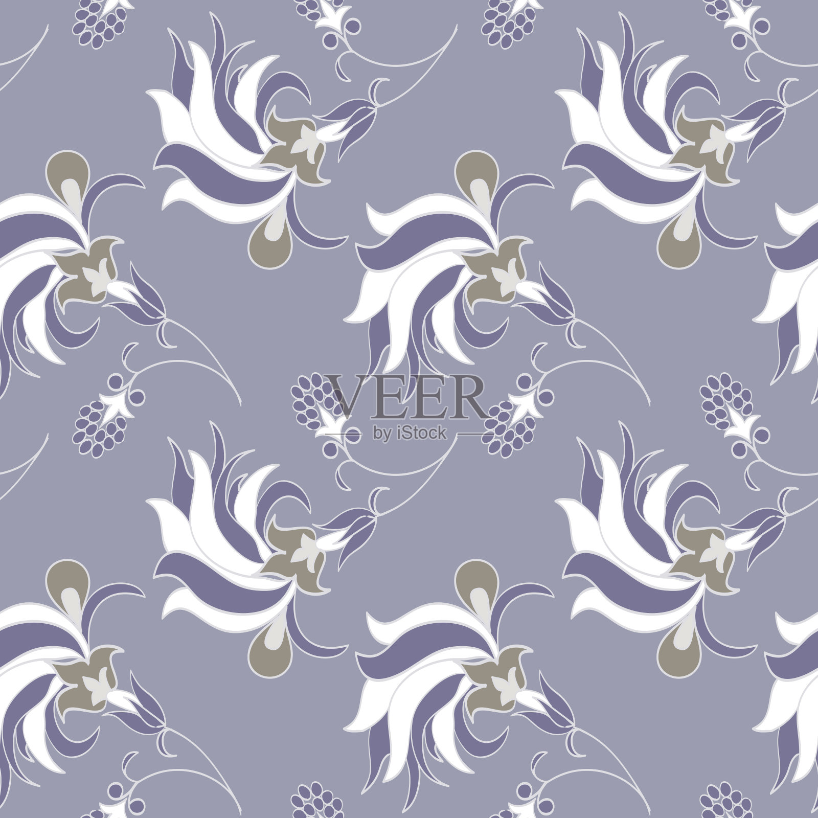 热带无缝图案与异国花卉分散随机插画图片素材