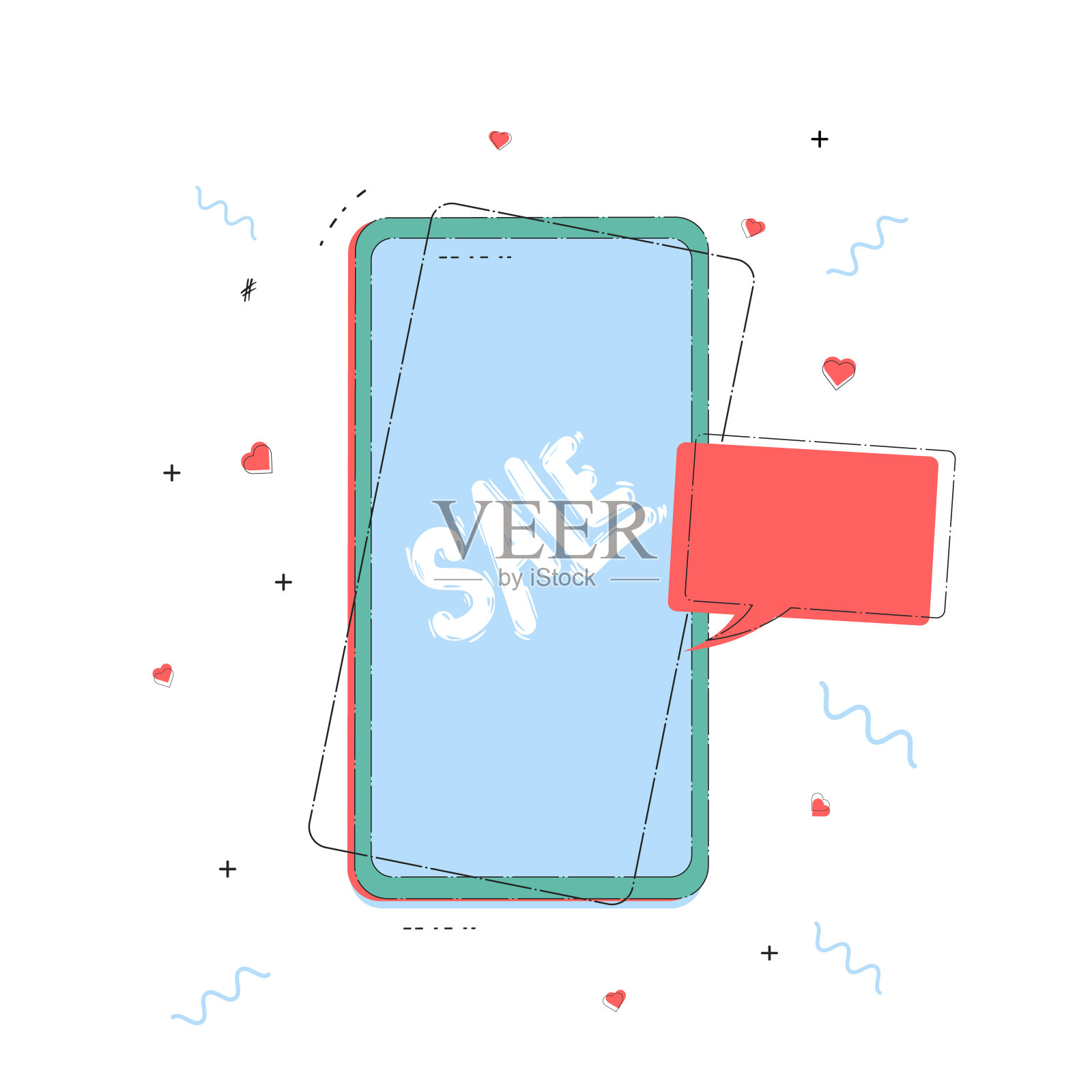 销售手绘文字。矢量程式化笔刷字。插画图片素材