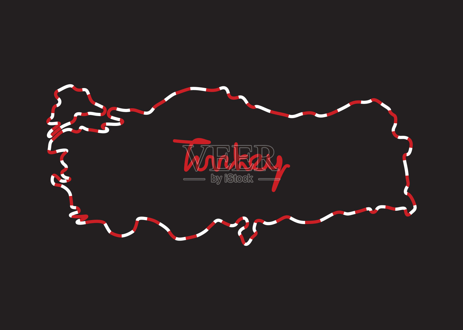 土耳其地图的轮廓线在国家颜色/海报地图土耳其插画图片素材