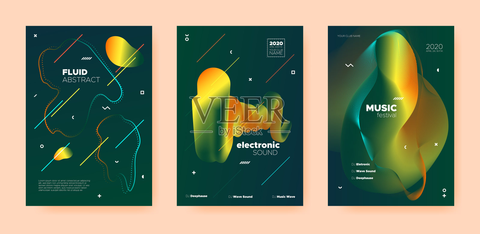 恍惚音乐海报。抽象的梯度混合。设计模板素材