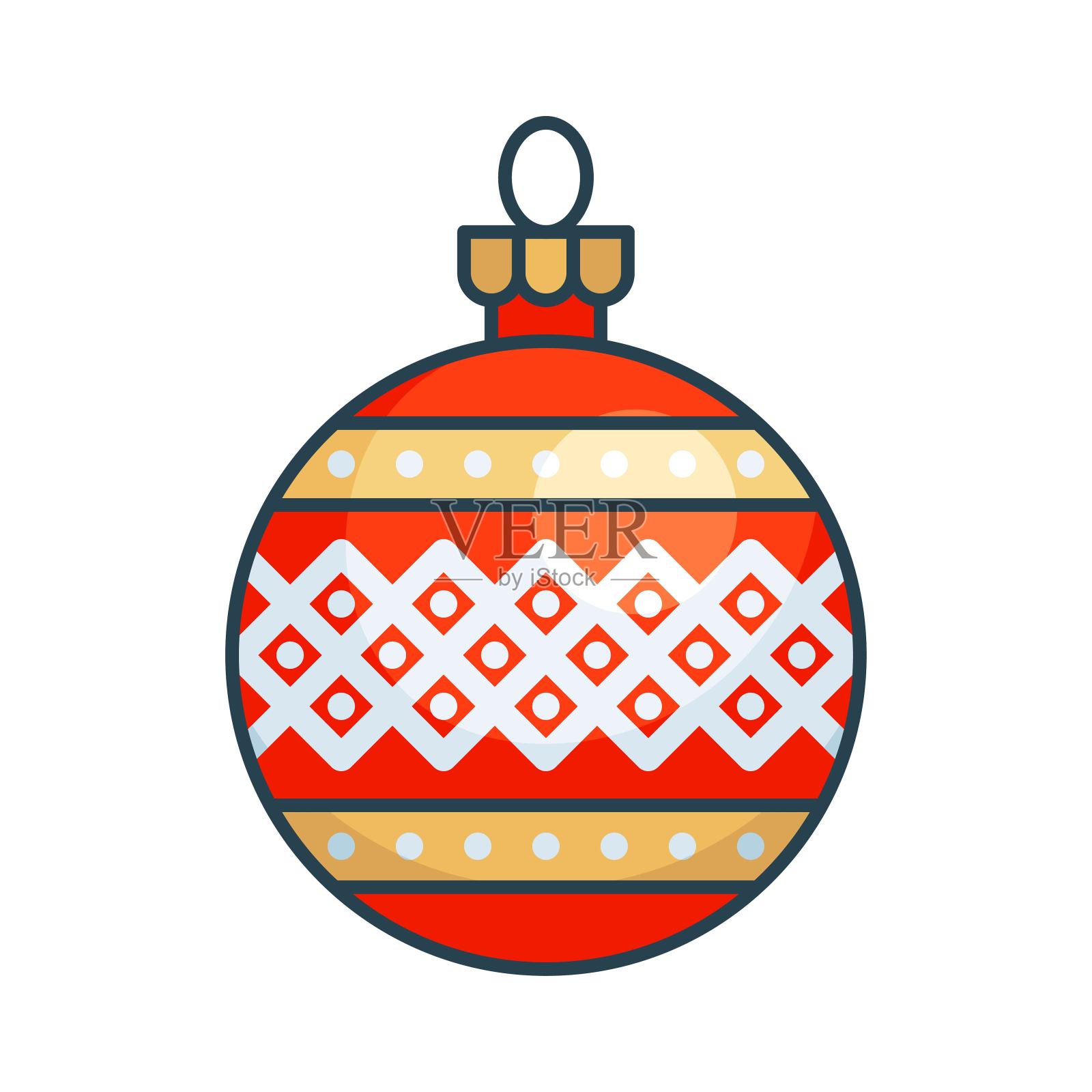 圣诞装饰品，小玩意或圣诞球填充图标图标素材