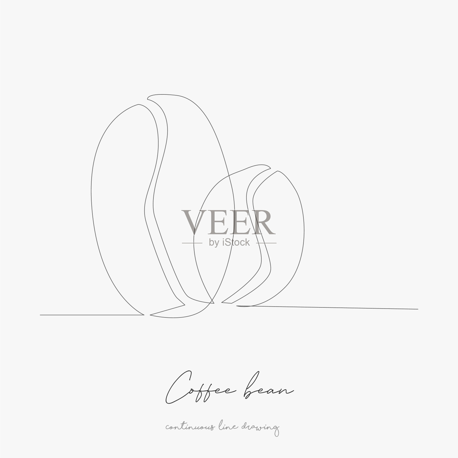连续的线条画。咖啡豆。简单的矢量图。咖啡豆概念手绘素描线。插画图片素材
