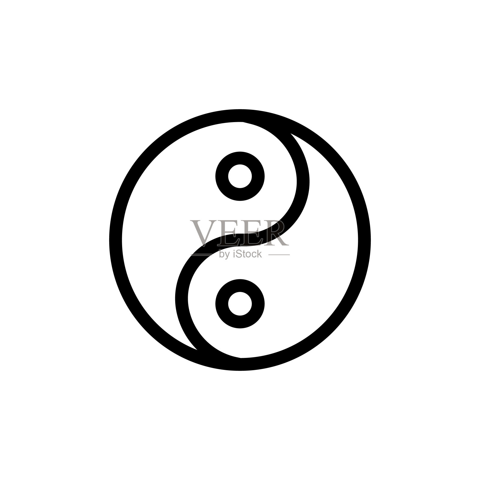 阴阳图标矢量。孤立轮廓符号插图插画图片素材