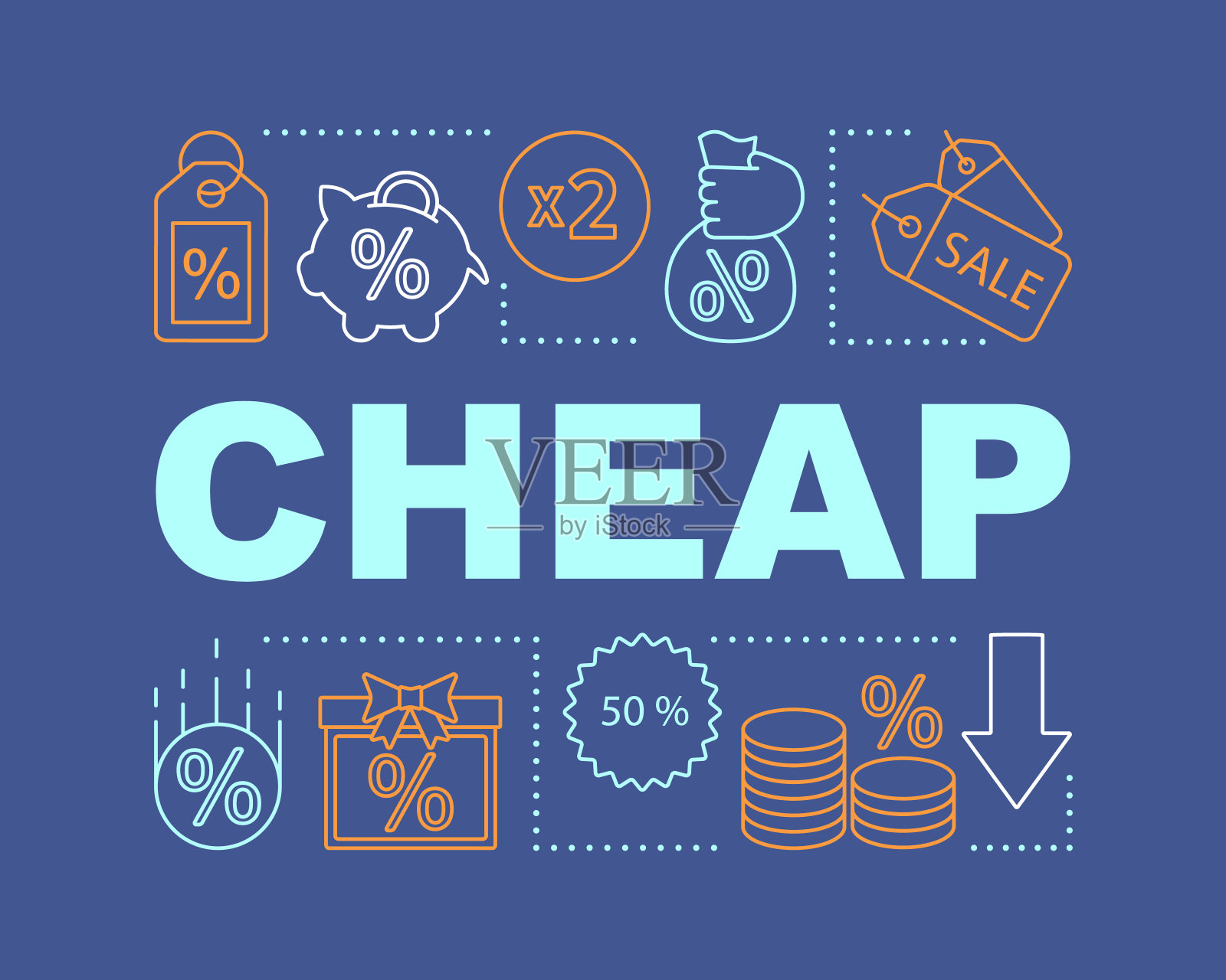 廉价词概念横幅设计元素图片