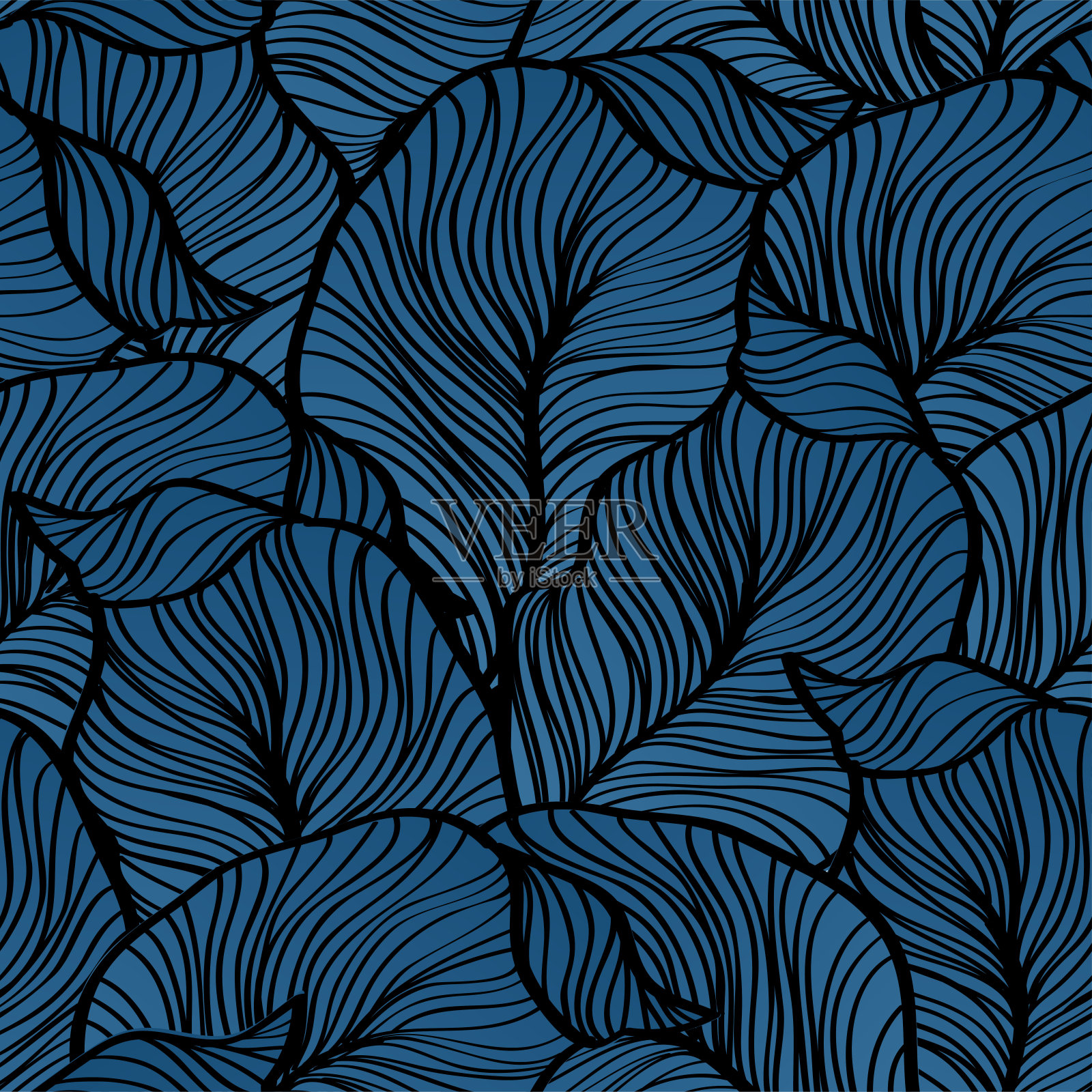 复古抽象树叶无缝图案矢量素材插画图片素材