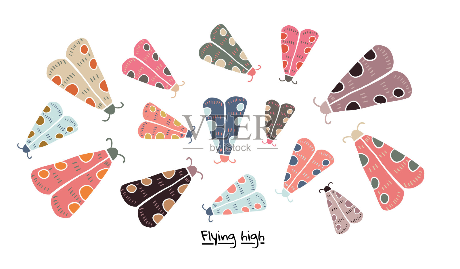 装饰边框与蝴蝶蛾插画图片素材