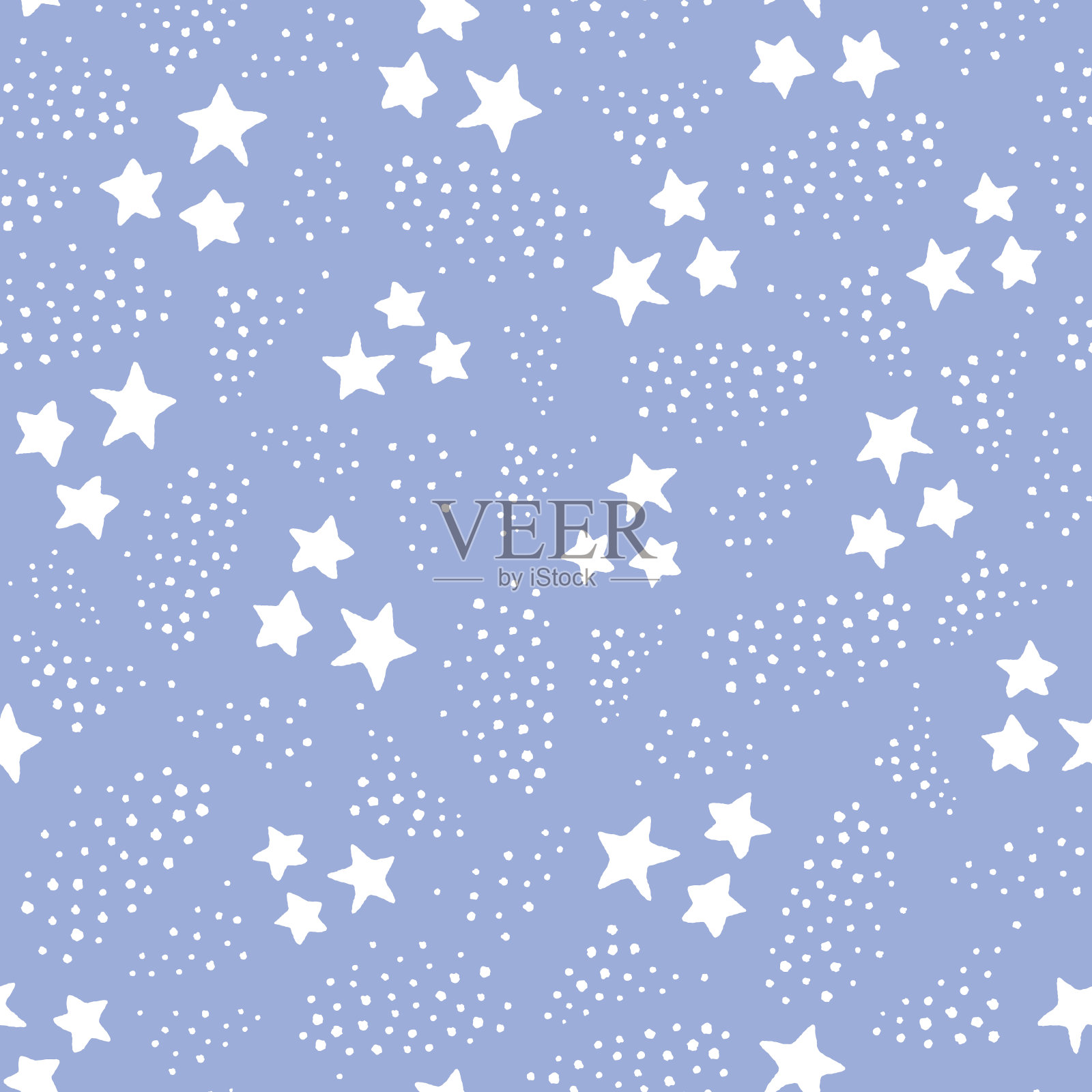 星点矢量无缝重复图案设计背景在蓝色和白色。插画图片素材