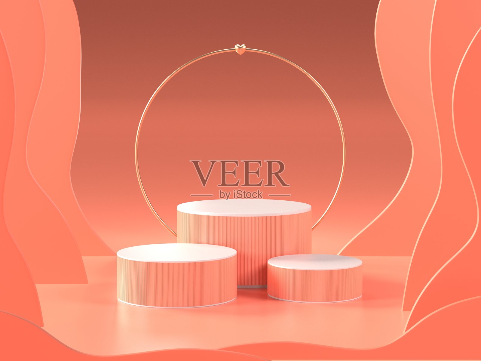 3d背景渲染图像抽象的粉红色几何形状裙房背景，现代极简模型裙房展示或展示。照片摄影图片