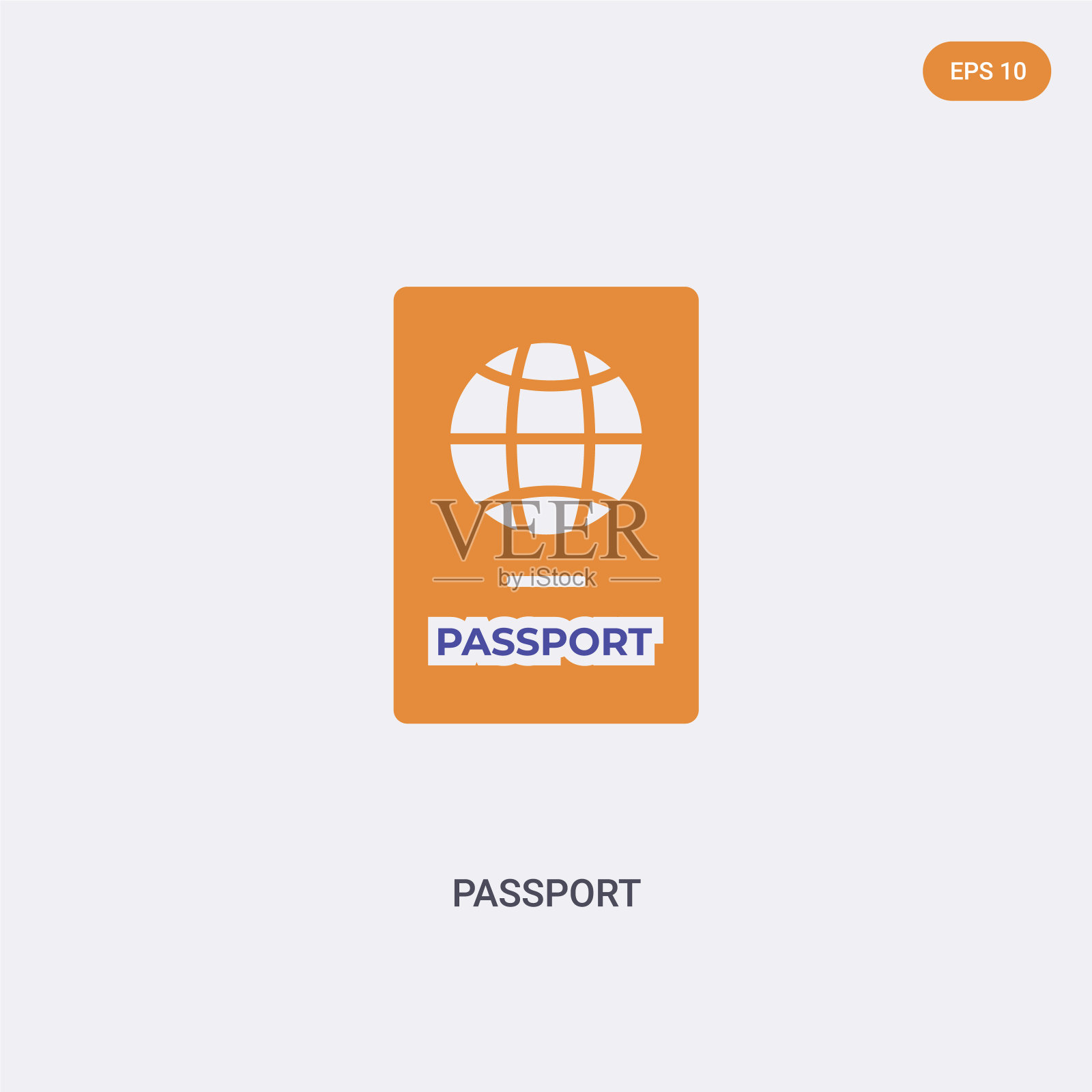 2色护照概念矢量图标。孤立的两种颜色护照矢量标志符号设计与蓝色和橙色的颜色可以用于web，移动和标志。每股收益10插画图片素材
