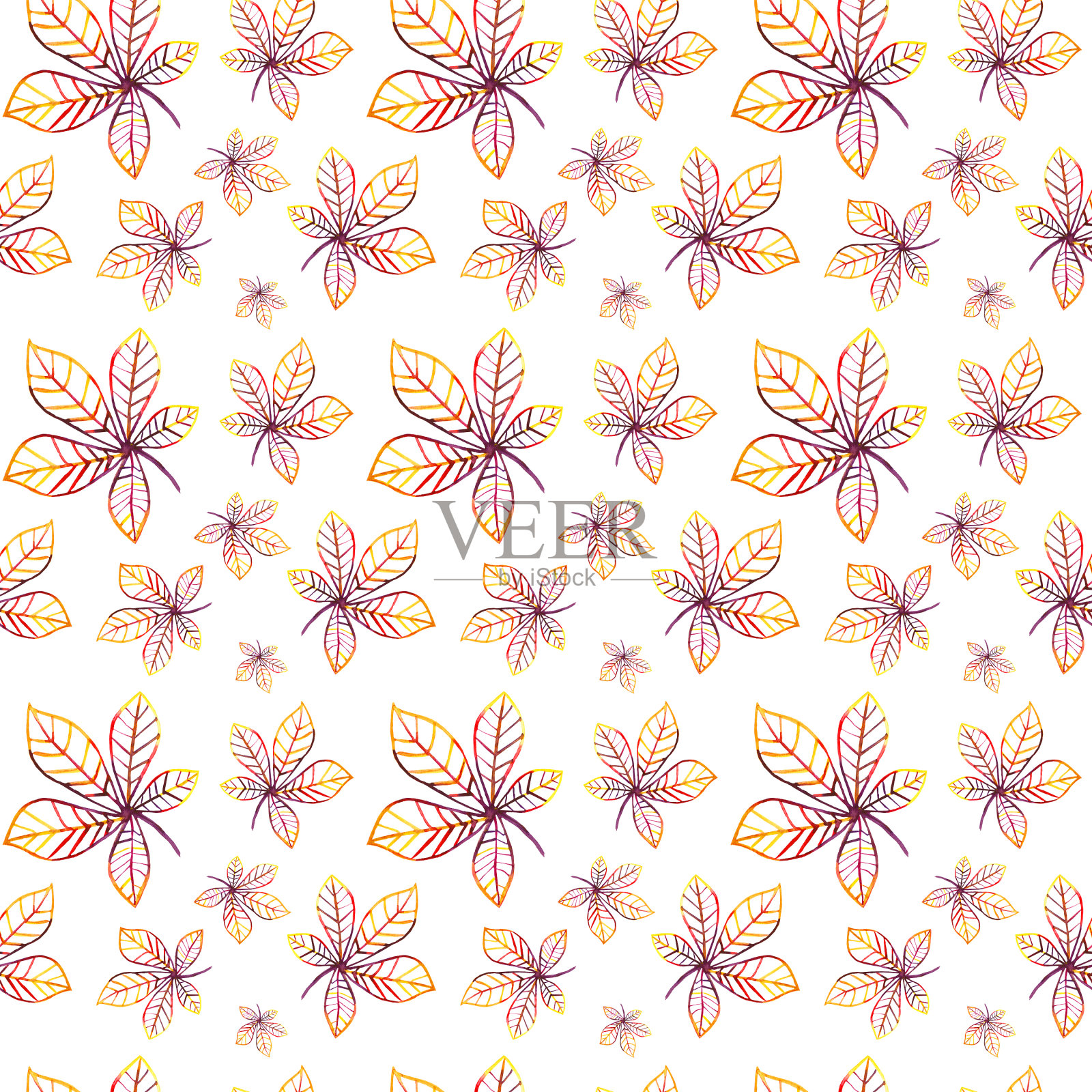 充满活力的栗叶无缝图案插画图片素材