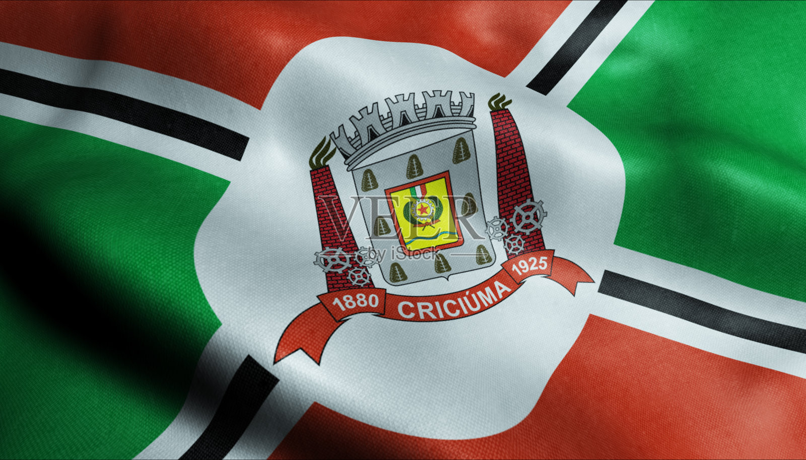 巴西克里西乌马市3D波浪旗帜特写照片摄影图片