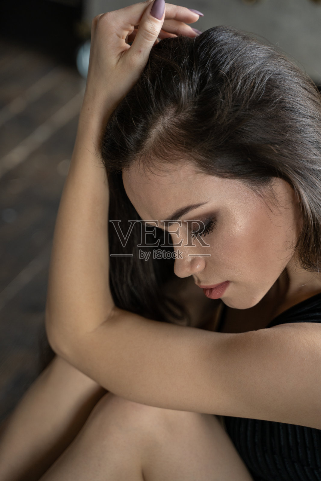 特写脸部的女人与干净的皮肤照片摄影图片