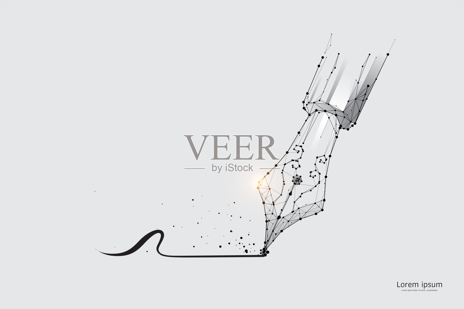 粒子，几何艺术，蘸笔的线和点。设计模板素材