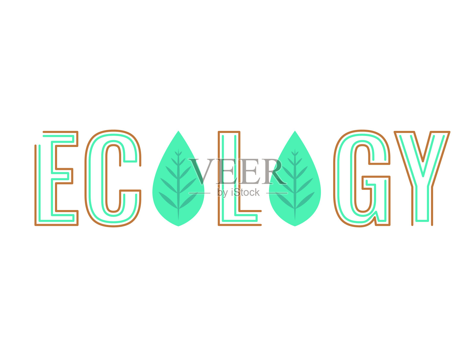 白色背景上的叶片和生态设计，插图向量插画图片素材