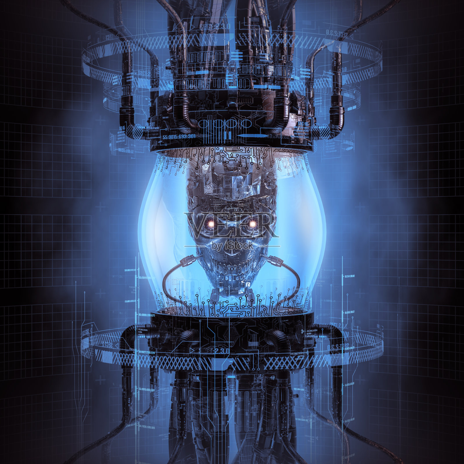 黑暗数字思考机照片摄影图片