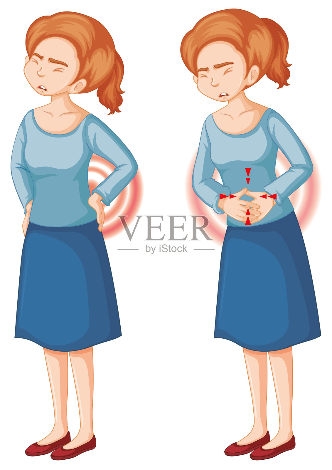 背痛的女人插画图片素材