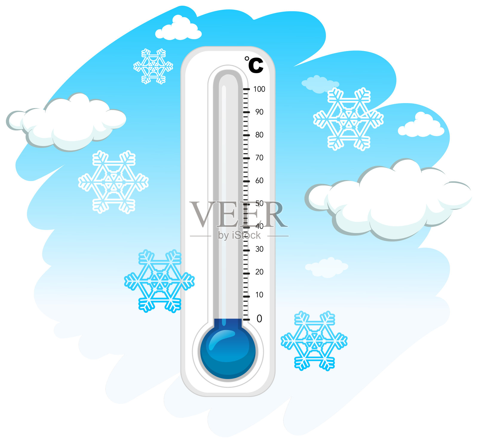 温度计和寒冷的冬天插画图片素材