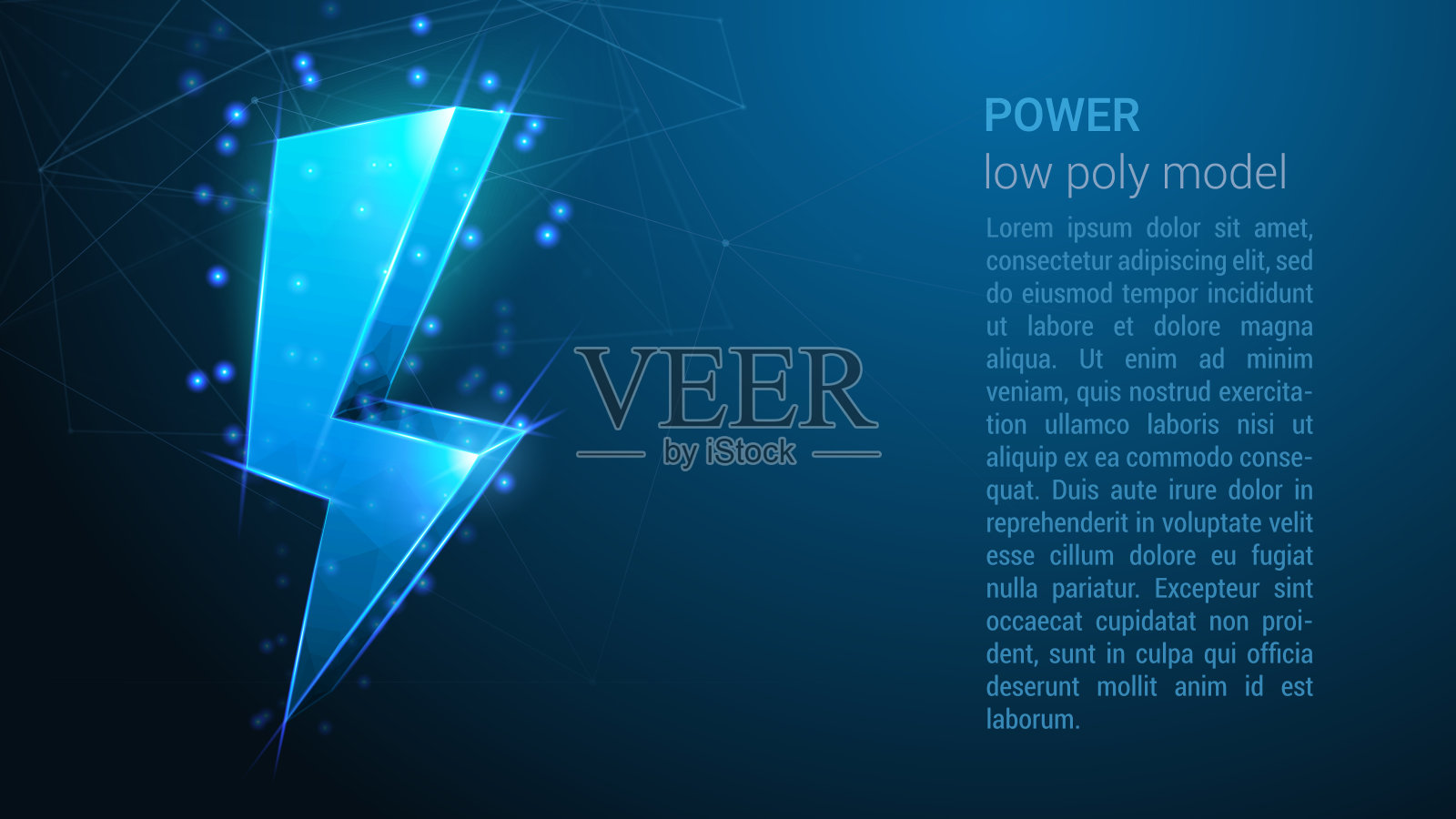 闪电-低聚线框风格设计。数字矢量图插画图片素材