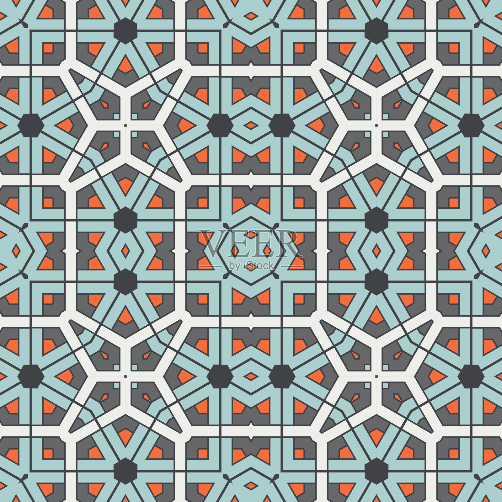 抽象的几何无缝图案。装饰性的几何背景。马赛克,尾巴。包装纸。矢量插图。插画图片素材