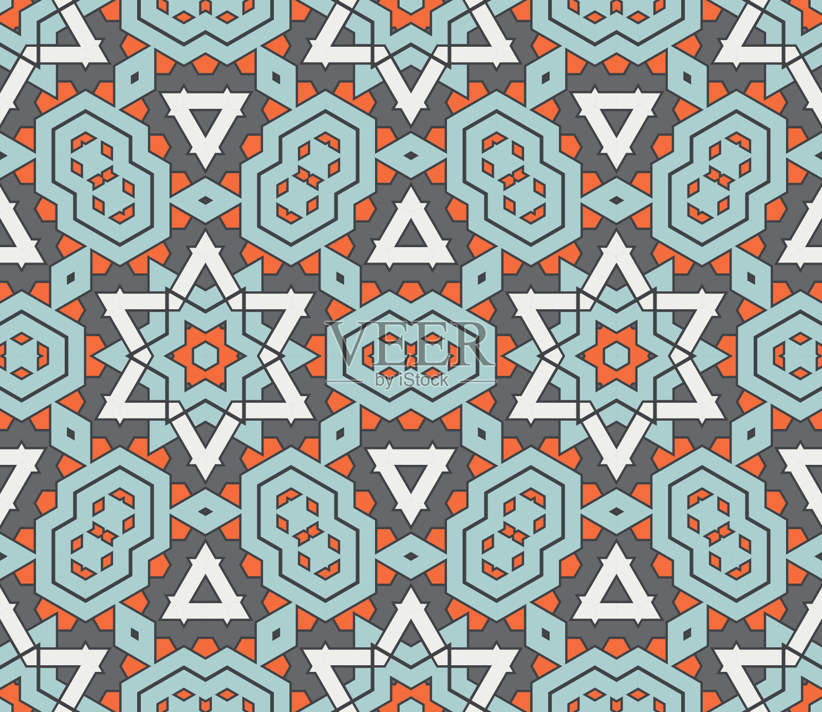 抽象的几何无缝图案。装饰性的几何背景。马赛克,尾巴。包装纸。矢量插图。插画图片素材