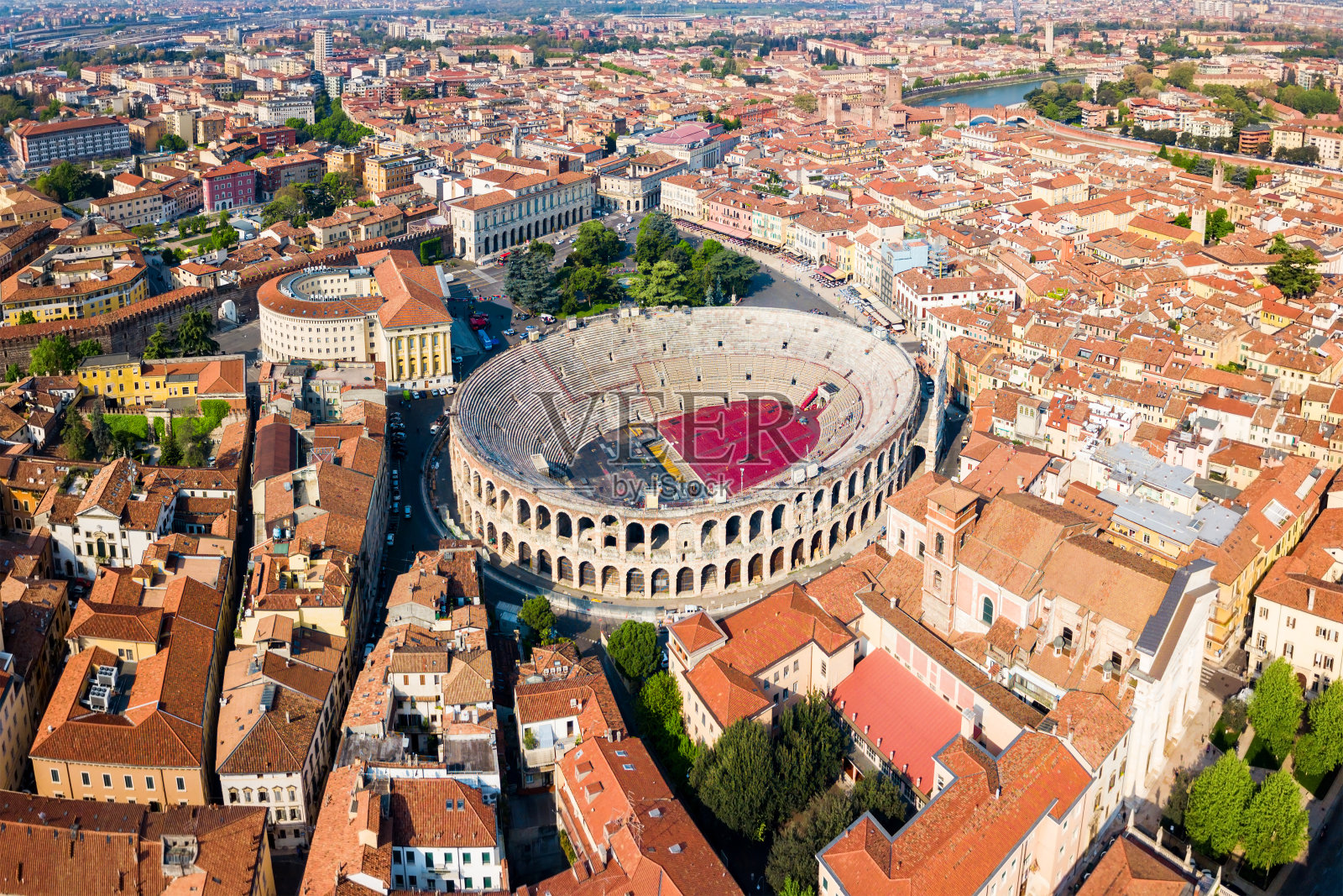 维罗纳竞技场鸟瞰图照片摄影图片