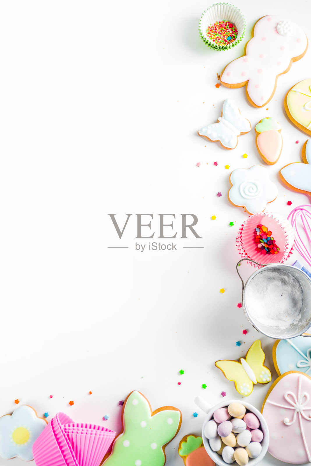 甜蜜的复活节烘焙背景照片摄影图片