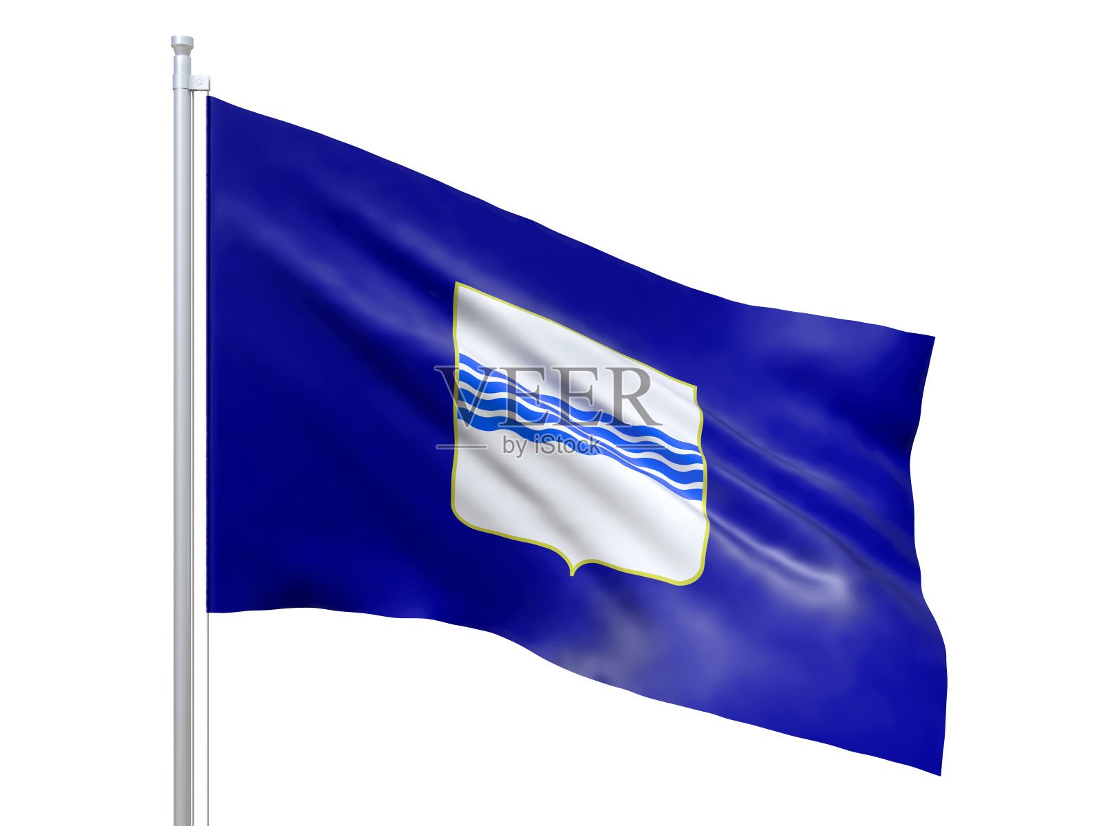 巴西利卡塔(意大利地区)的国旗在白色背景上飘扬，近距离，孤立。三维渲染照片摄影图片