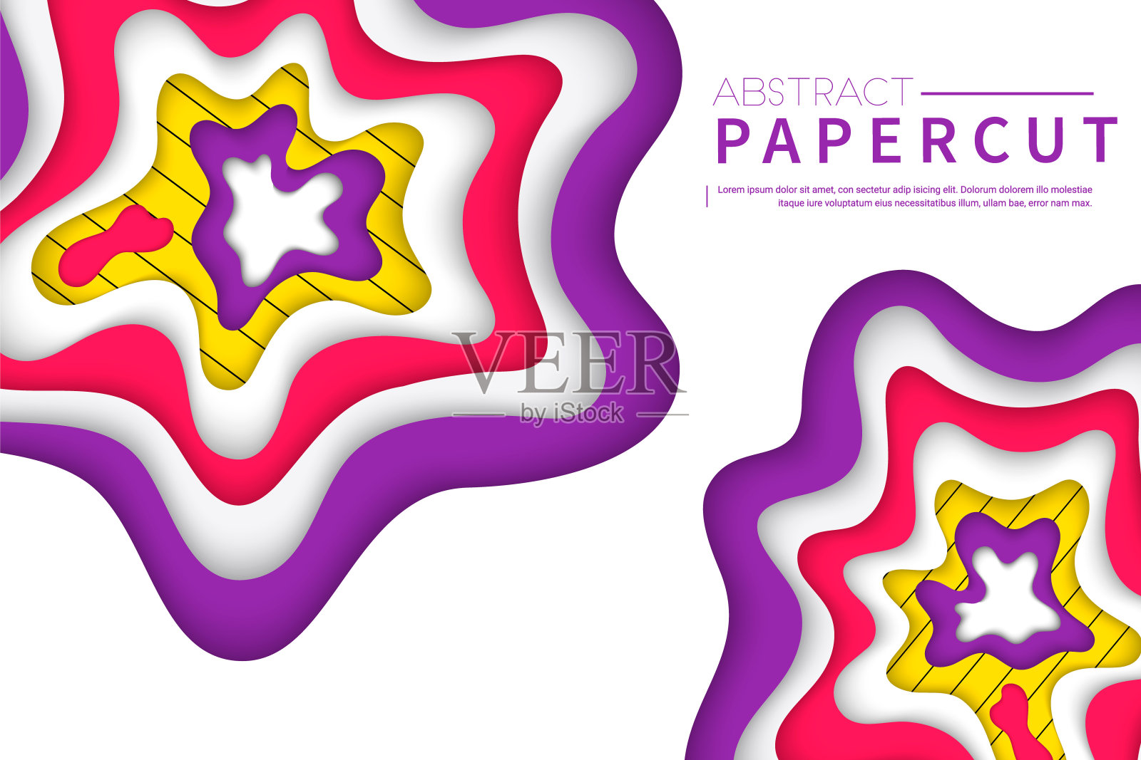 垂直横幅与3D抽象背景与剪纸形状。插画图片素材