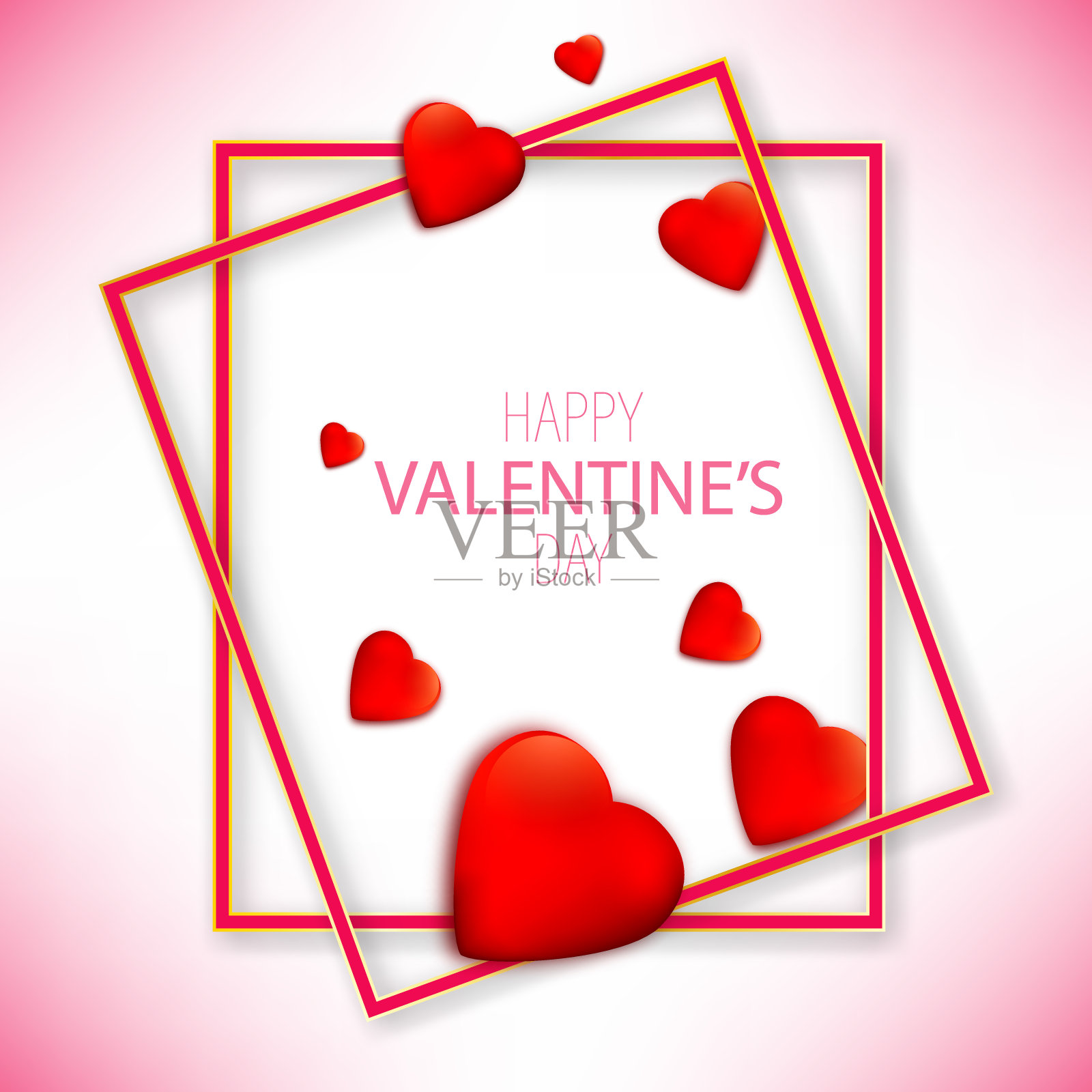 插图由情人节与红色的心在一个复古的背景矢量eps10插画图片素材