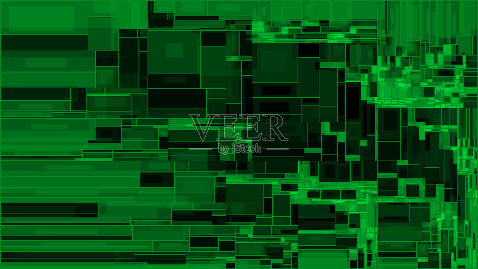 绿色矩形矢量结构背景。抽象布局的插图与正方形。科幻HUD或UI背景与组织详细的网格。彩色几何。插画图片素材