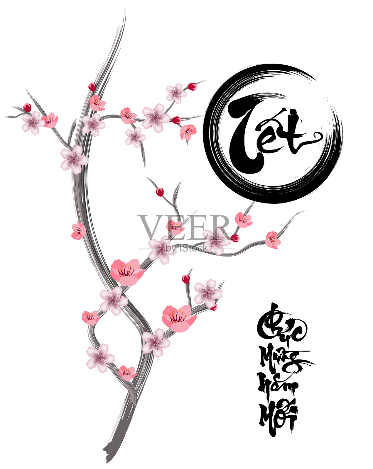 越南汉字的意思是新年快乐插画图片素材