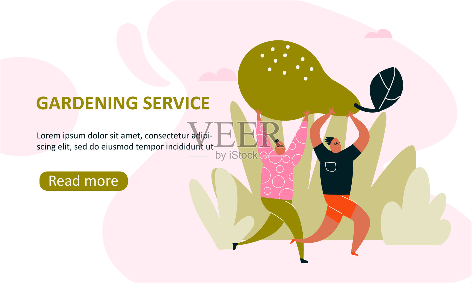 矢量插图的两个男人带来大梨。收割。网络旗帜模板。插画图片素材