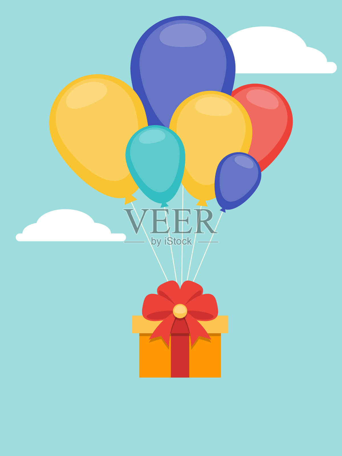 快乐2020年概念装饰与礼盒和气球设计元素图片