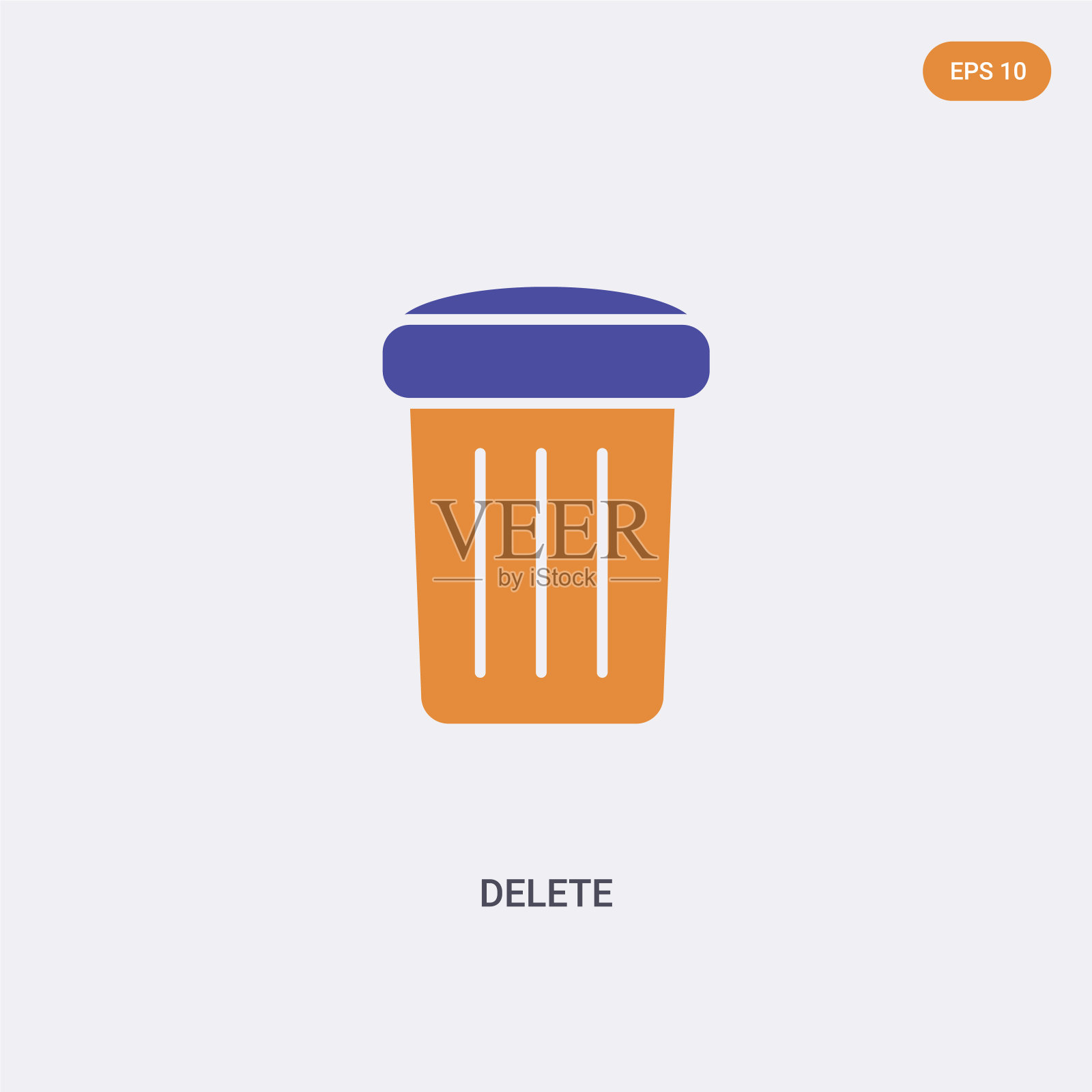 删除概念矢量图标。孤立的两色删除向量符号符号设计与蓝色和橙色的颜色可以用于网页，移动和标志。每股收益10插画图片素材