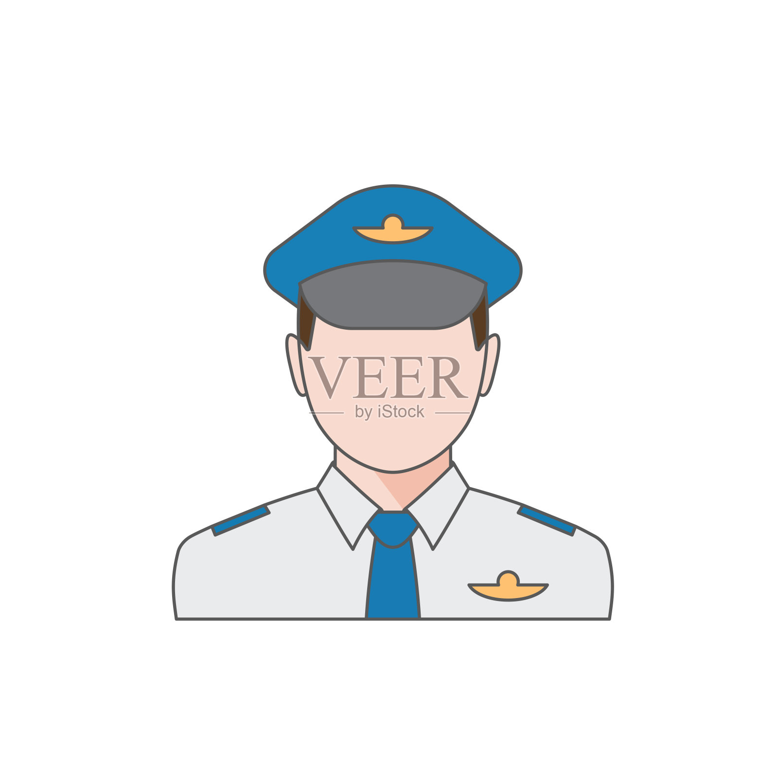 职业飞行员的性格。航空主题矢量概念。穿着制服和图标的飞行员图标素材