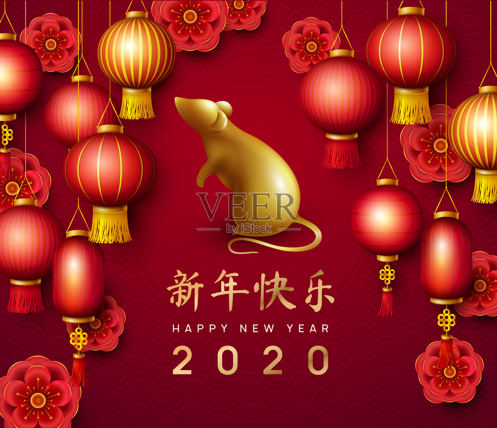 2020中国新年节日背景矢量素材设计模板素材