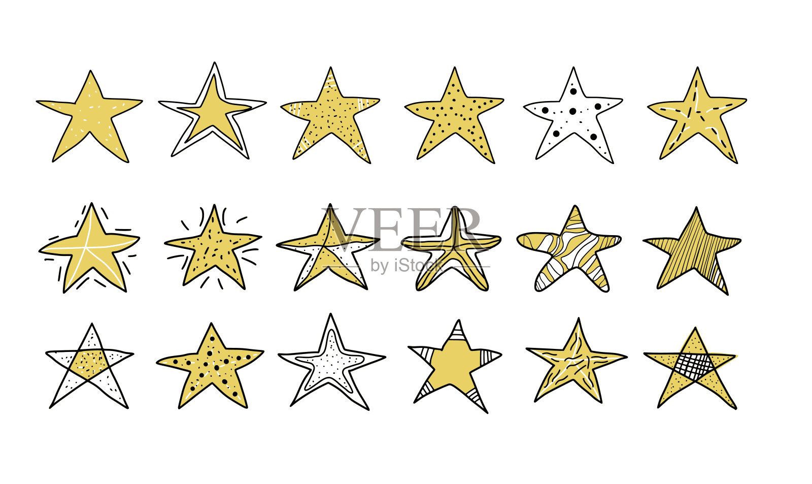 星星在涂鸦风格。向量illustartion。插画图片素材