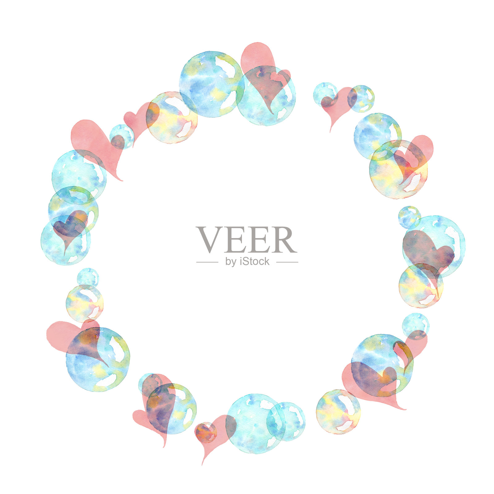 心形和气泡框架插画图片素材